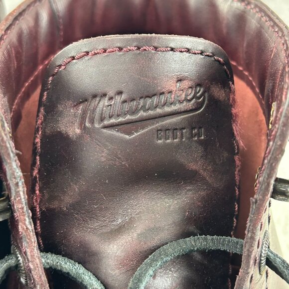 Milwaukee Moc Toe Boots Mens 10 Bradford Oxblood Leather Wedge Workwear Classic - Picture 12 of 13